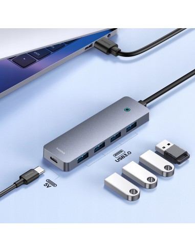 Baseus UltraJoy Series HUB  4 Porty 15cm (USB-A to USB 3.0*4+USB-C 5V) Szary