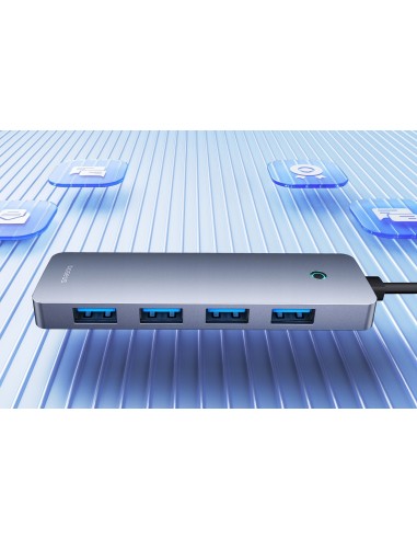 Baseus UltraJoy Series HUB  4 Porty 15cm (USB-A to USB 3.0*4+USB-C 5V) Szary