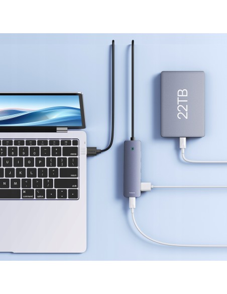 Baseus UltraJoy Series HUB  4 Porty 15cm (USB-A to USB 3.0*4+USB-C 5V) Szary