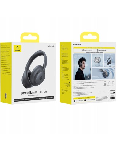 Baseus Bass BH1 NC Słuchawki Bezprzewdodowe Szare