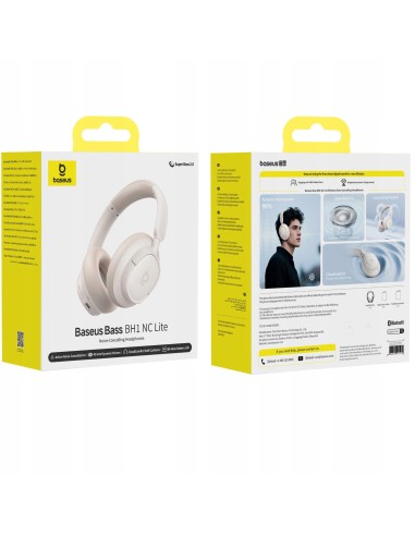 Baseus Bass BH1 NC Słuchawki Bezprzewodowe Białe