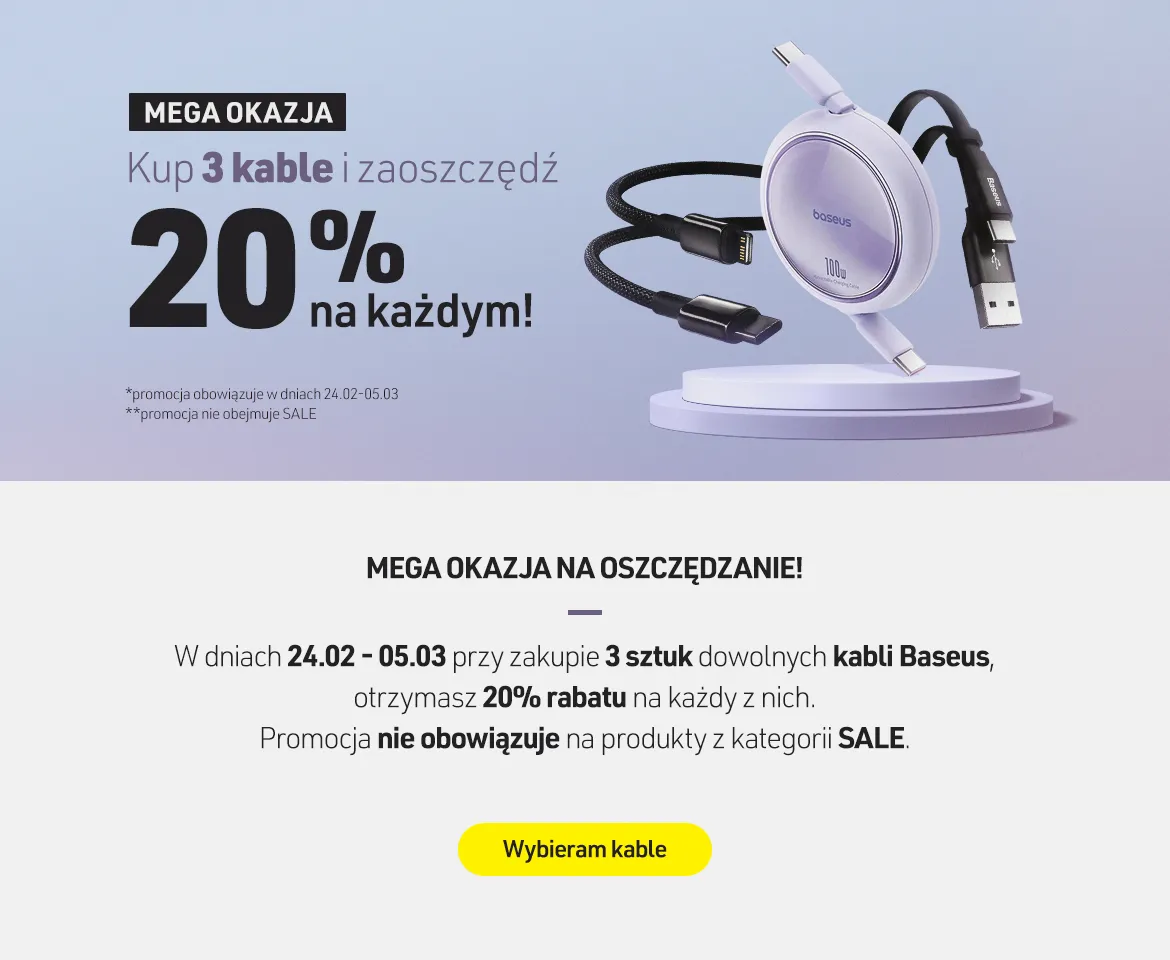 Kup 3 kable i zaoszczędź 20% na każdym!