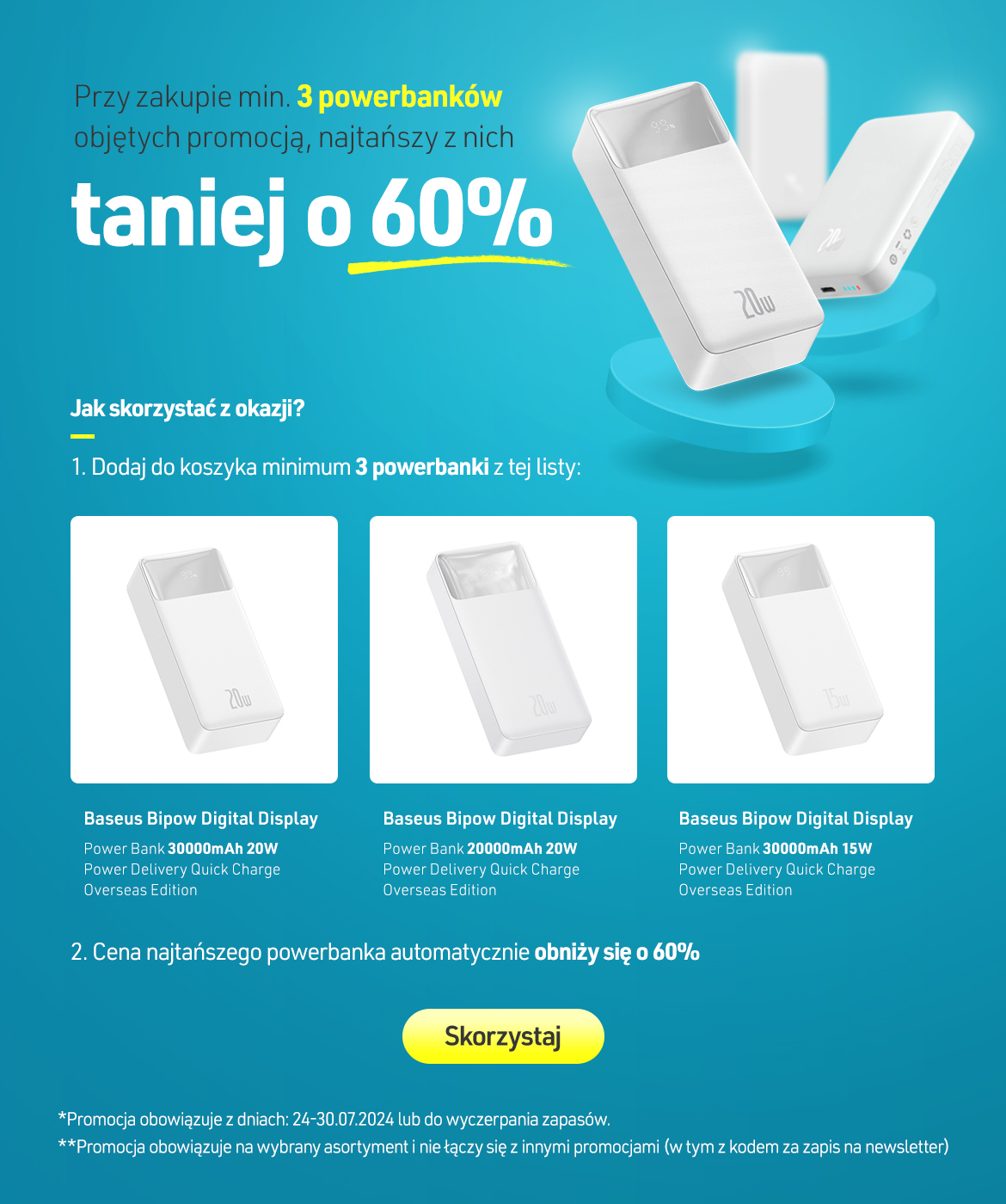 Trzeci najtańszy powerbank taniej o 60%